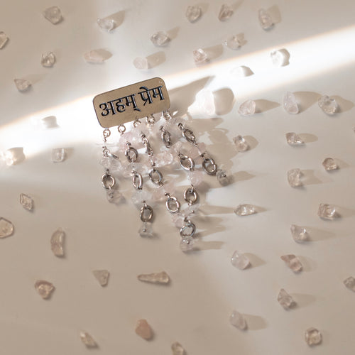 aham prema brooch with rose quartz